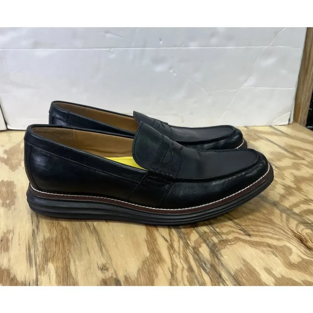Cole Haan Grand.ØS Black Leather Slip-On Loafer Dress Shoes Men 11M Preppy